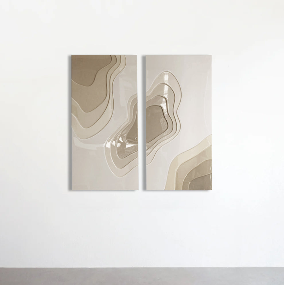 SOFT WIND BEJ (2 PARÇALI ESER) - 60x100 cm (FULL SHINE)