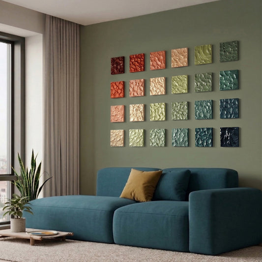 Dokulu Tablo Seti - 20 x 20 cm - 24 Adet Kare Tablo / BITS